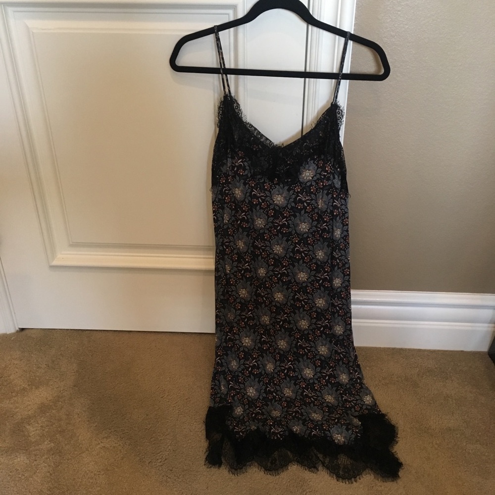 Irene’s Story: Blue Patterned Dress w/ Lace Hem